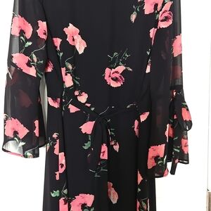 Nine West Black Dress with Pink Floral Accents